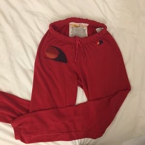 RARE Aviator Nation Red Sun Wave Sweatpants S